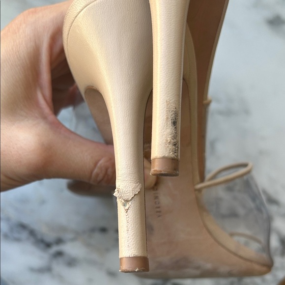 Veronica Beard Kathleen Nude Clear Strap Heels | 11 - Picture 4 of 6